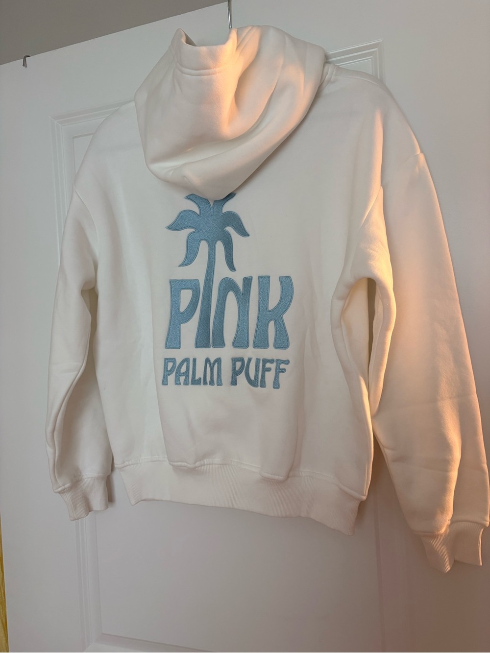 Palm Puff Logo Pullover Hoodie in Cream